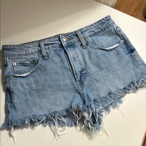 Denim Blue Women's Frayed Shorts
